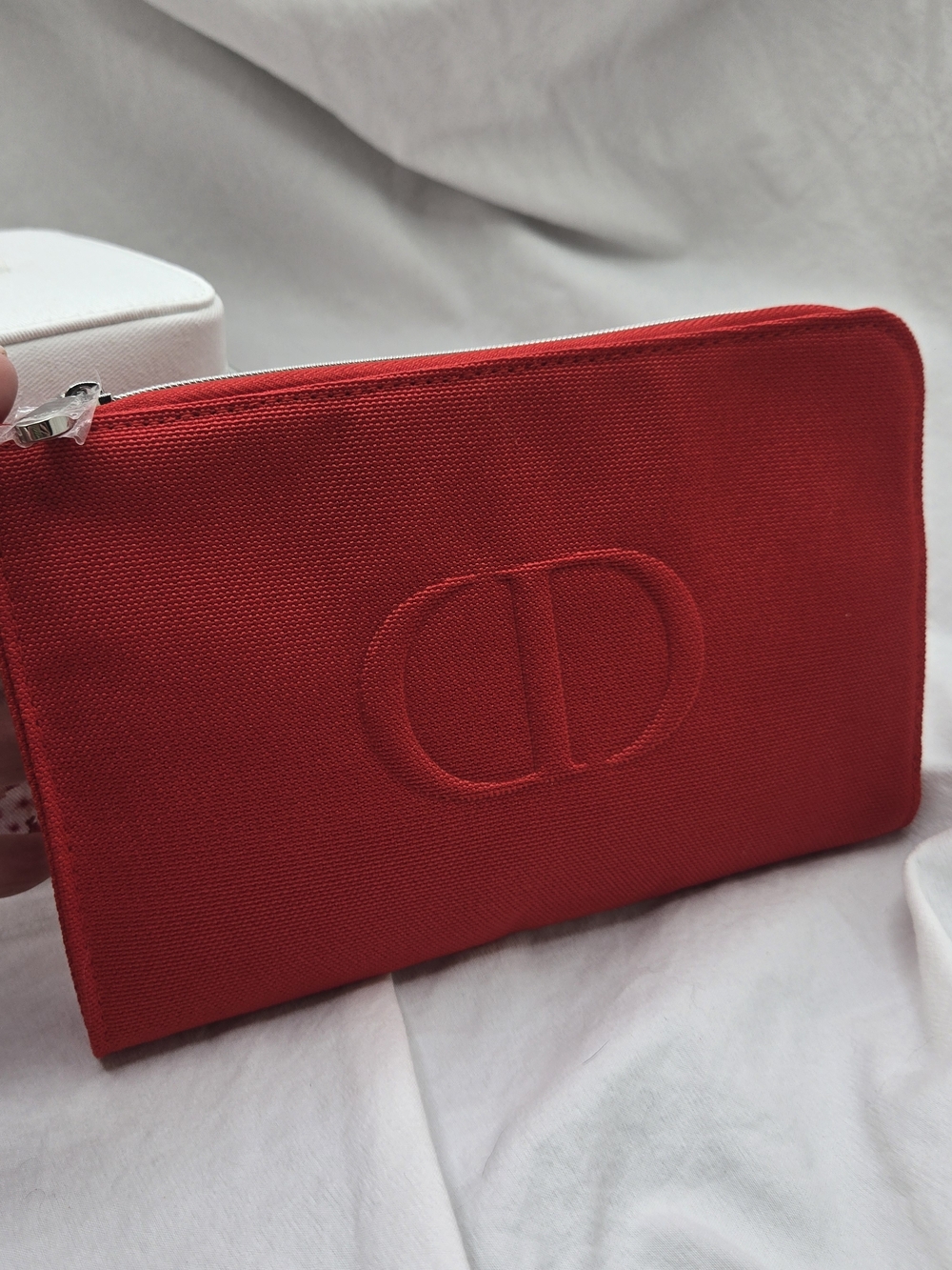 Dior White & Pink Floral Vanity Pouch and Red Cosmetic Clutch Set - Picture 7 of 14